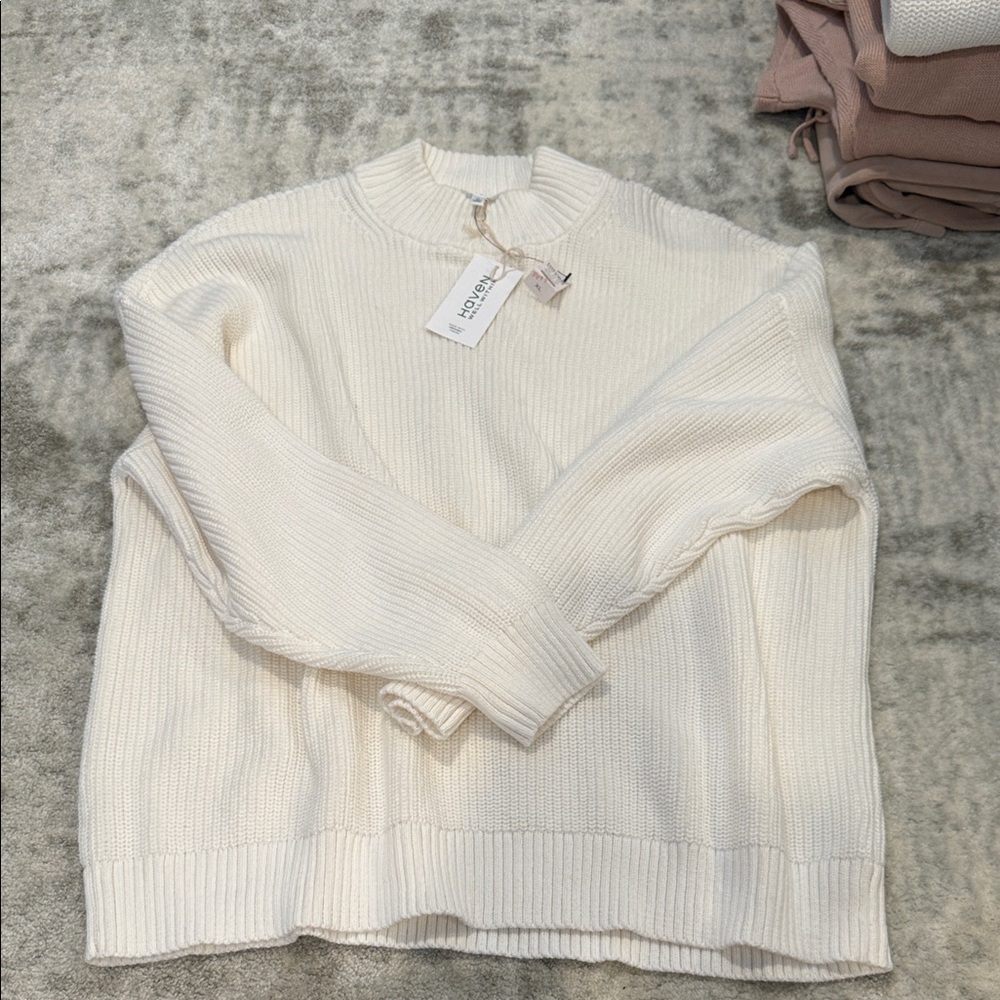 NWT Haven Well Within Cream Cotton Sweater Size XL
